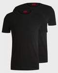 Hugo Round Mens Two-Pack of Slim-Fit T-Shirts in Stretch Cotton NOS - Black - Size Large