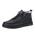 Män Stövlar Vinter High Top Läderskor Mode Bomullsskor Mode Stövlar Business Casual Outdoor Skor Man Sneakers Ny black 43