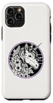 iPhone 11 Pro Unicorn in Black White Purple Hibiscus Roses Champion Wreath Case