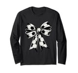 Cute Coquette Bow Soccer Ball Mom Life Game Day Soccer Lover Long Sleeve T-Shirt