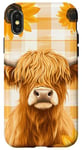 Coque pour iPhone X/XS Jaune Abstrait Carreaux écossais Vache Highland Tournesol