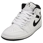 Nike Air Jordan 1 Mid Mens Fashion Trainers in White Black - 10 UK