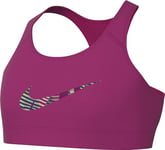 NIKE Girl's G Nk Swsh Rev Bra Sport AOP, Fireberry/White, 12-13 Years