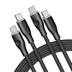 VOLTME Lot de 2 Câble USB C vers USB C PD 5A 100W Nylon Tressé 1,80m, RUGG Cable Charge Rapide USB-C Type C Compatible avec MacBook, MateBook pro, Pixel 7/6 Pro/5/4XL, iPad Pro, Galaxy, etc (noir)