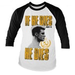 Hybris If He Dies, Dies Baseball Long Sleeve Tee (White-Black,XXL)