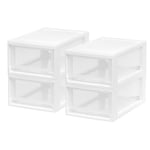 Iris Ohyama, Tiroir de rangement, Tour de rangement plastique bureau, Lot de 4, MSD-1, Blanc