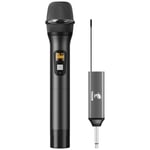 TONOR Microphone sans Fil, Système UHF de Micro à Main en Métal avec Récepteur Rechargeable, Sortie 1/4” pour Amplificateur, Système de Sonorisation, Machine Karaoké de Chant, 60m (TW620), Noir