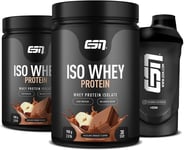 ESN Iso Whey Isolate Protein Powder, Hazelnut Nougat, 2 X 908 G + Free Shaker -