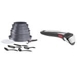 Tefal Ingenio Natural On Batterie de cuisine, Induction L7669902, Gris,noir, 14 pièces & Ingenio Poignée amovible Premium noire, Verrouillage sécurité 3 points, true, Expertise L9863202