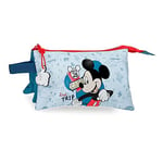 Trousse Triple Disney Mickey Road Trip Bleu 22x12x5 cms Polyester