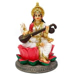 Statue de la déesse hindoue Saraswati – Sculpture de Saraswati de 21,8 cm de Hauteur – Article de Murti pour Homme, Femme, Amis, Famille, Diwali, Maison, Bureau, Temple Mandir –