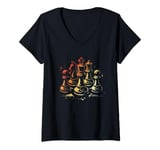 Womens 90s Chess Pieces Drawing Mind Sports V-Neck T-Shirt