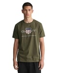 GANT Men's REG Archive Shield SS T-Shirt, Juniper Green, M