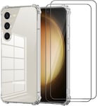 Coque Pour Samsung Galaxy S23 Plus 5g / S23+, Avec 2 Verre Trempé Protection Écran, Antichoc Coque S23 Plus, Mince Souple Tpu Silicone Étui Housse Samsung S23 Plus 5g / S23+ Transparente