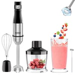 YASHE 5 in 1 Handheld Blender,Immersion Blender,Stainless Steel Stick Blender,Continuously Variable Speed,Emulsion Blender with Chopper,Whisk and Milk Frother for Meat, Mashed Potatoes and Baby Food