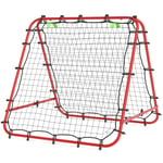 Football Rebounder Kickback Goal Rebound Wall Net Dubbelsidig Rebound Justerbar i 5 nivåer för fotbollsträning Stål Röd 100 x 95