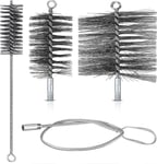 Ensemble Brosses Pour Tuyaux Poêle Fil De Brosse De Chaudière 80 Mm 150 Mm 4 Cm Brosse Tubulaire Métallique Longueur Totale 30 Cm Balai De Cheminée Avec Tige Flexible 100 Cm Brosses À Cheminée