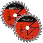 WellCut TCT Saw Blade 165mm x 28T x 20mm Bore For Makita SP6000,DSP600 Pack of 2