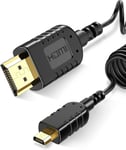 Câble Micro HDMI vers HDMI 4K@60Hz, Câble Spiralé Micro HDMI mit UHD,3D,Ethernet,ARC,1080p,HDR, Haute Vitesse Micro HDMI Spirale Cable pour Gimbal, GoPro Hero 7 Black, Canon Camera