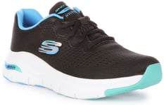 Skechers Arch Fit Infinity Comfort Mesh Womens Trainer Black Blue UK 3 - 8