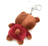 PT1758E - Porte-Clés / Bijou de Sac - Peluche Ourson XXL Marron/Bordeaux avec...