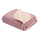 Pikolin Home Couvre-lit matelassé en Microfibre réversible, léger, Respirant pour l'été 80 g/m², Rose/Beige