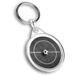 Keyring Circle - BW - Football Pitch Soccer Ball Sports Game  #41361