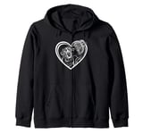 Saint Bernard Mom Dog Art Valentine's Day Heart Zip Hoodie