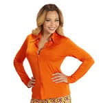 WIDMANN 09003-70s Style Shirt, Adult Woman, Carnival, Disco, Theme Parties, Size S/M, Orange Colour