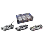 DE LOREAN BACK TO THE FUTURE GIFT BOX WITH PART 1 + 2 + 3 1:24 Welly Movie