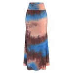 VBHJK Skirts For Women,Brown Blue Tie-Dye High Waist Long Slim Fit Fashion Bohemian Spring Summer Versatile Stretchy Retro Skirt For Women Girls Party Casual Fashion Office,S