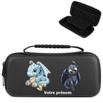 Etui pochette Switch LITE noir personnalisee prenom dragon bleu