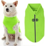 Gooby Pull en polaire à fermeture éclair pour chien - Vert citron - Taille S - Chaud - Avec laisse à double anneau en D - Pull d'hiver pour petit chien - Vêtements pour chiens de petite taille et de taille moyenne