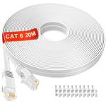 Cable Ethernet 20M, Cat 6 Cable Rj45 Haut Débit Cable Internet, Plat Long Gigabit Câble Reseau Fibre 20M Compatible Avec Cat5E, Haute Vitesse Câble Lan Patch Pour Switch, Routeur, Modem, Ps4[L4114]