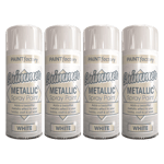 4X White Metallic Spray Paint Aerosol Auto Gloss Lacquer Wood Metal 200ml