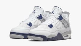 Nike Air Jordan 4 Retro GS Grade School UK3.5 EU36 Trainers White Midnight Navy