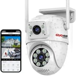 Camera Surveillance Wifi Extérieur,¿6Mp Lien À Double Lentille¿ 360°Ip Caméra Exterieur,Ip66 Étanche,Vision Nocturne En Couleur, Audio Bidirectionnel, Alerte Instantanée,Carte Tf/Cloud