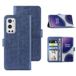Foluu Case Compatible With OnePlus 9 Pro 5G Case, for OnePlus 9 Pro Case Canvas Flip/Folio Soft TPU Cover Bumper Kickstand Ultra Slim Strong Magnetic Closure Cover for OnePlus 9 Pro 5G 2021 (Blue)
