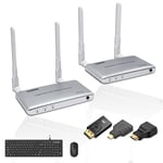 Transmetteur Et Récepteur Sans Fil Hdmi 4K Avec Kvm,Ir Remote,Hdmi Loop Out,Wireless Hdmi Extender 2.4/5.8Ghz 1080P Full Hd Up To 656Ft With Detachable Antenne,2 Ports Usb Pour