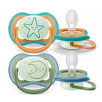 Philips Avent Ultra Air Napp Glow Blå/Grön/Orange 18+ månader 2 st