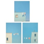 Set of 3 Prints Laundry Day Washing Line Utility Room Minimalist Blue Sky 3 Pack 12X16" Poster Laundry Room Wall Art Prints