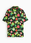 Grinch Christmas Print Shirt M Black male