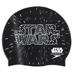 Speedo Childrens Unisex Star Wars Black Junior Slogan Print Silicone Swim Cap - White - One Size