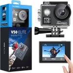 Caméra Sport 4K 60Fps 20Mp Wifi Télécommande Commande Vocale Ecran Tactile Eis Caméra Sportive Etanche Sous Marine Angle Vision Réglable 8X Zoom 2 Batteries Et Kit D'Accessoires V5[SMA074873]