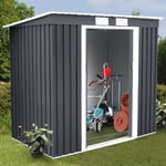 Abri de Jardin en Métal Cabane à Outils en Tôle Galvanisée avec Porte Coulissante et Deux Fenêtres de Ventilation 213 x 130 x 173 cm