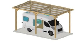 Charpente toit plat 450cmx1250cm, bois DOUGLAS Français label PEFC (Carport - Auvent - Abri Camping-car), surface 56.25 m².