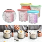 4Pcs Plastic CREAMI Maker Jars Storage Ice Cream Pints Cups   Home