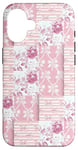 iPhone 16 Light Pink Flowers & Bows Gingham Coquette Girly Aesthetic Case