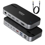 Station d'accueil USB C 15 en 1 pour Ordinateur Portable avec écran Quadruple, 4K HDMI, 4K DP, VGA, 100 W PD, RJ45 Ethernet, USB C Data 10 Gbps, USB 3.1 Gen 2, 2 USB 3.0, 2 USB 2.0, SD/FT, Audio 3,5