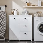 SoBuy Badrumsskåp med tvättkorg Tvättskåp BZR97-W White Base cabinet with laundry basket